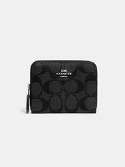 Coach F78144 Sig Double Zip Around Wallet Black Smoke