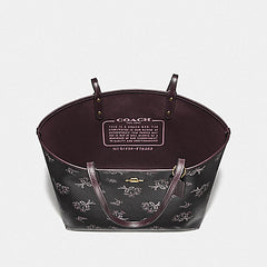 Coach F78283 Reversible City Tote Ribbon Bouqt Black Pink Multi Oxblood