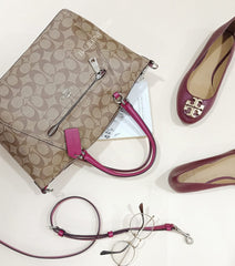 Coach F79998 Signature Prairie Khaki Dark Fuschia