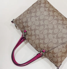 Coach F79998 Signature Prairie Khaki Dark Fuschia