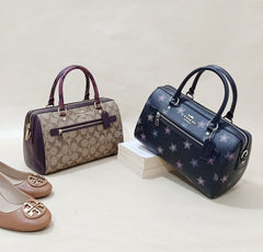 Coach F84722 Rowan Satchel With Dot Star Print Black Multi