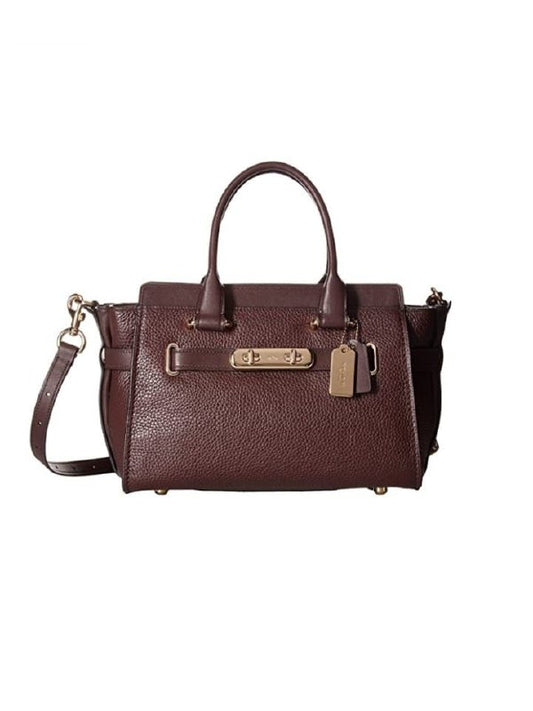 Coach F87295 Swagger 27 Pebble Leather Carryall Oxblood