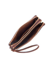 Coach F87591 Double Zip Corner Wristlet Small Khaki Saddle