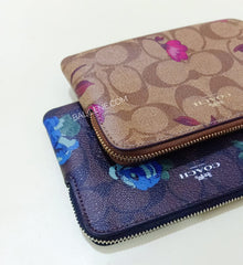 Coach F87780 Wristlet Corner Zip Victory Small Khaki Berry Multi