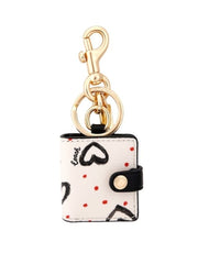 Coach 377 Picture Frame Bag Charm Crayon Hearts Print Pink Multi