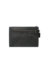 Coach F75914 Structured Pouch Leather Signature Debossed Black