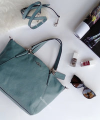 Coach 28993 Small Kelsey Pebble Leather Satchel Handbag Cloud