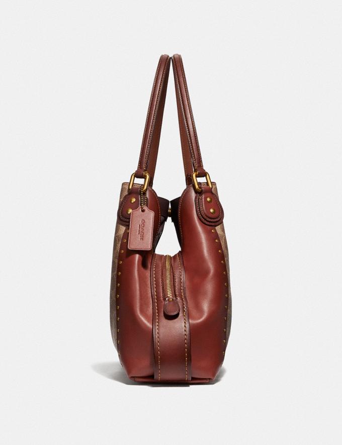 Coach edie shoulder bag 31 in signature leather with border rivets store