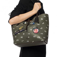 Coach 31153 Disney X Spooky Eyes Print Market Tote Handbag Army Green