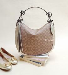 Coach 40616 Signature Metallic Exotics Sutton Tan Platinum