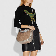 Coach 40616 Signature Metallic Exotics Sutton Tan Platinum