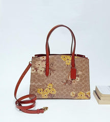 Coach 54650  Signature Charlie Prairie Tan Rust Bow