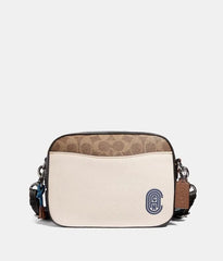 Coach 69521 Signature Patch Camera Bag Tan Chalk Multi