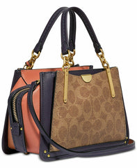 Coach 69588 Canvas Signature Colorblock Dreamer 31 Tan/peach Satchel