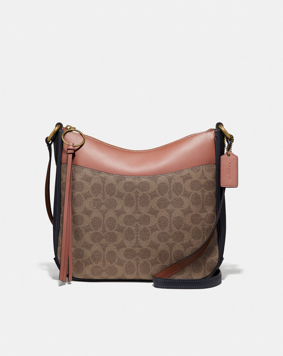 Coach 69594 Chaise Crossbody Signature Canvas Tan Light Peach Balilene