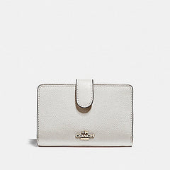 Coach F11484 Crossgrain Leather Medium Corner Zip Wallet Chalk