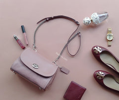 Coach F22349 Mixed Faye Leather Crossbody Dusty Rose