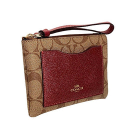 Coach F22713 Boxed Corner Zip Wristlet Metallic Colorblock Light Gold