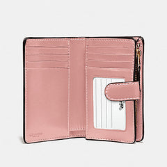 Coach F23553 Crossgrain Leather Medium Corner Zip Wallet Khaki Petal