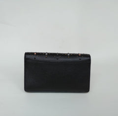 Coach F25681 Ott Prairie Rivets Foldover Crossbody Clutch Black