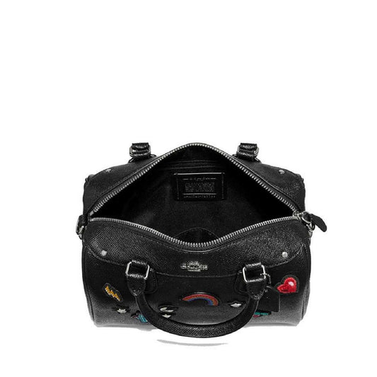 Coach F25799 Mini Bennett With Souvenir Embroidery Black Leather Bag