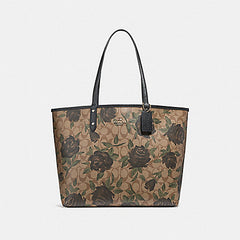 Coach F25874 Reversible City Tote With Camo Rose Floral Print