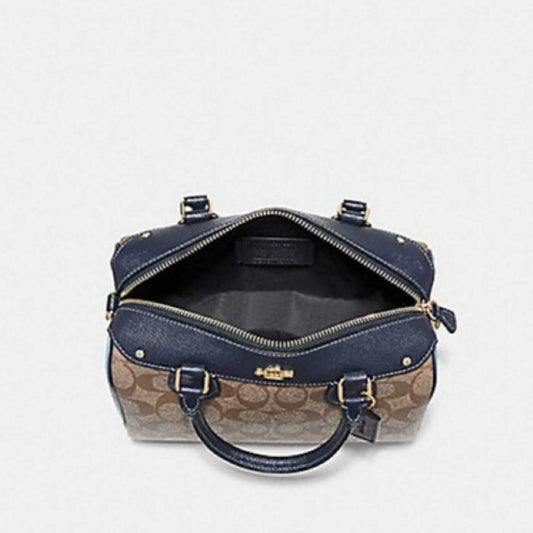 Coach F26154 Mini Bennett Satchel Colorblock Signature Khaki/Midnight Pool