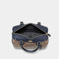 Coach F26154 Mini Bennett Satchel Colorblock Signature Khaki/Midnight Pool