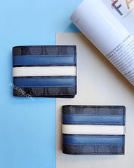 Coach F26173 Slim Billfold Wallet Signature Varsity Stripe Midnight Navy Denim Chalk