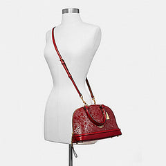 Coach F27597 Mini Sierra Satchel In Signaure Leather Debossed Cherry