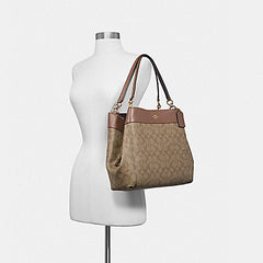 Coach F27972 Lexy Shoulder Bag In Signature Canvas Khaki Saddle