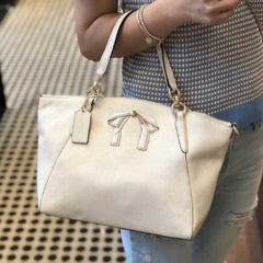 Coach F28969 Small Kelsey With Bow Chalk Leather Satchel Bag