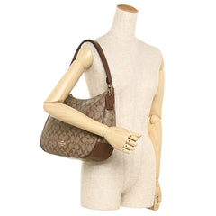 Coach F29209 Zip Shoulder Bag Signature Khaki Saddle