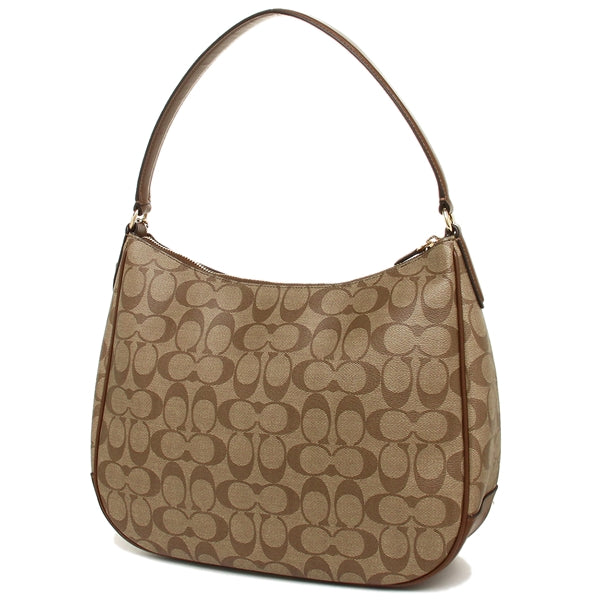 Coach F29209 Zip Shoulder Bag Signature Khaki Saddle Balilene