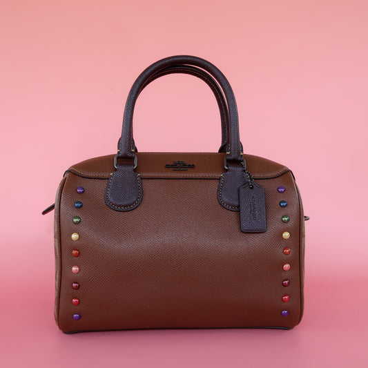 Coach F31378 Mini Bennett Satchel Rainbow Rivets Saddle 2 Multi