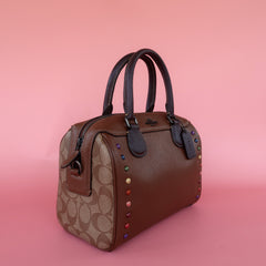 Coach F31378 Mini Bennett Satchel Rainbow Rivets Saddle 2 Multi