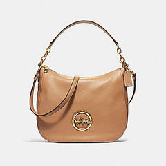 Coach F31400 Elle Hobo Pabbled Leather Light Saddle