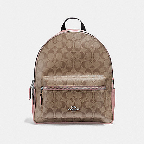 coach charlie peony backpack f32200 Coach F32200 Charlie Backpack In Signature Canvas Khaki Petal – Balilene