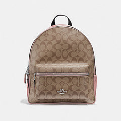 Coach F32200 Charlie Backpack In Signature Canvas Khaki Petal