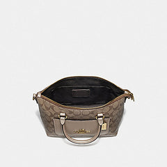 Coach F73286 Mini Emma Satchel Signature Metallic Khaki Platinum