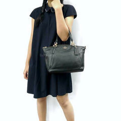 Coach F36675 Pebble Leather Small Kelsey Black Gold