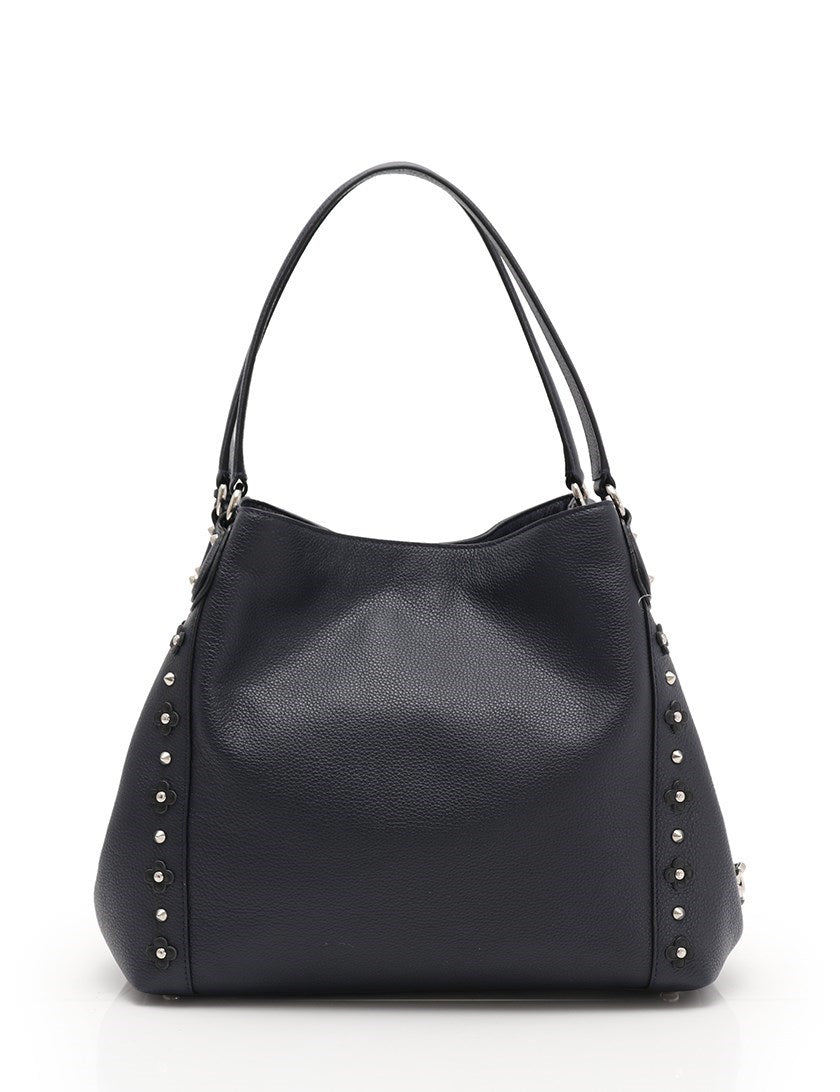 Coach F37700 Edie Floral Rivets Shoulder Bag Navy Black Balilene