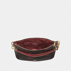 Coach F38050 Elle Hobo In Signature Floral Bundle Print Brown Metallic Currant