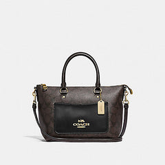 Coach F38089 Mini Emma Satchel In Signature Canvas Brown Black