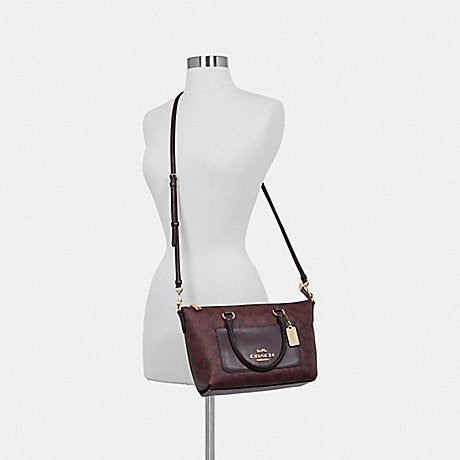 Coach F38089 Mini Emma Satchel In Signature Canvas Brown Black Balilene