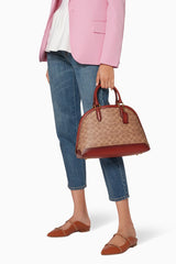 Coach F38626 Signature Canvas Quinn Satchel Tan Rust