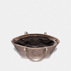 Coach F38829 City Zip Tote With Floral Bundle Print Platinum Multi