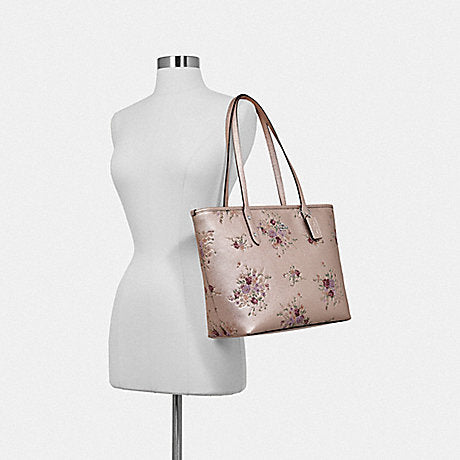 Coach city zip tote best sale platinum