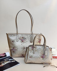 Coach F38829 City Zip Tote With Floral Bundle Print Platinum Multi