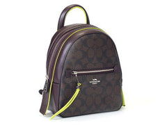 Coach F38998 Andi Backpak In Signature Canvas Brown Neon Yellow